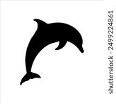 Dolphin jumping silhouette on white background. Dolphin icon sign vector illustration design.