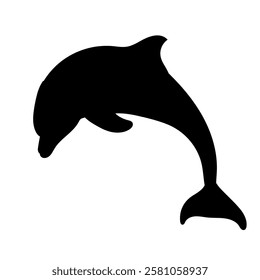 dolphin jumping silhouette on white background vector