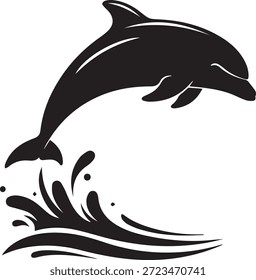 Silueta de salto del delfín sobre las olas del océano