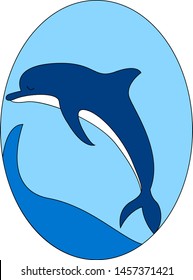 Dolphin-Springen aus Wasser, Illustration, Vektorgrafik auf weißem Hintergrund.