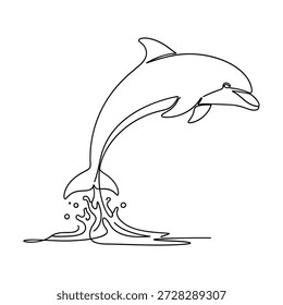 Delfín saltando de la Ilustración vectorial de agua, mamífero marino