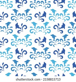 Dolphin Jumping in the Wave Vector Graphic Art Seamless Pattern can be use for background and apparel design