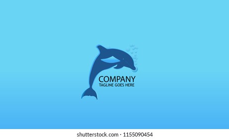 A dolphin jumps above the ocean waves in this logo icon.