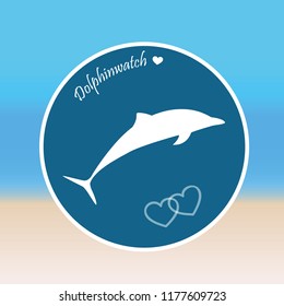 dolphin jumps dolphinwatch beach background vector illustration