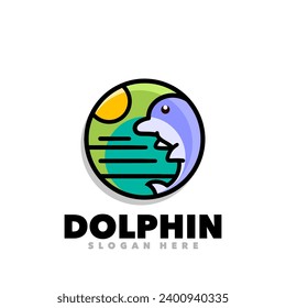 Dolphin label emblem nature mascot logo