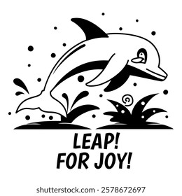 Dolphin leap for joy glyph sticker 

