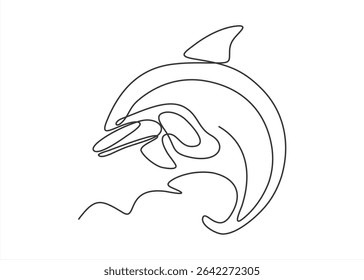 Dolphin Leaping Out of the Water.  line icon-continuous line drawing. Editable stroke.