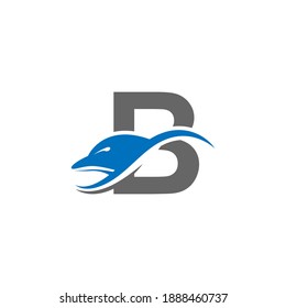 Dolphin with Letter B logo icon design concept vector template illustration