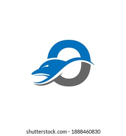 Dolphin with Letter O logo icon design concept vector template illustration