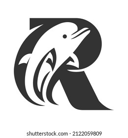 Dolphin letter R Icon Illustration Brand Identity