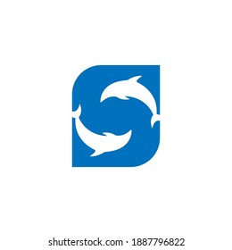 Dolphin with Letter S logo icon design concept vector template illustration
