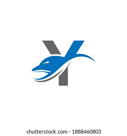 Dolphin with Letter Y logo icon design concept vector template illustration