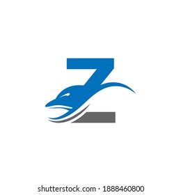 Dolphin with Letter Z logo icon design concept vector template illustration