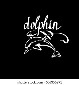 Dolphin Lettering logo image icon
