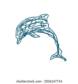 Dolphin line abstract. Handmade shading. Vector illustration