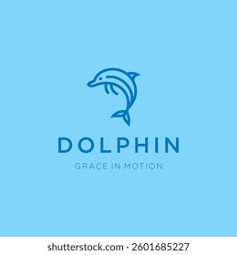 Dolphin Line Art Logo – A dynamic dolphin in line art, symbolizing intelligence and freedom.