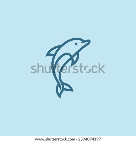 Dolphin Line Art Logo – A flowing dolphin logo in line art style, symbolizing freedom and joy.