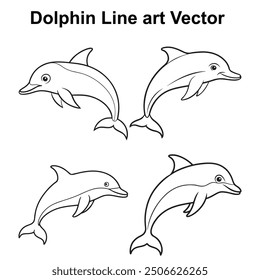 Dolphin Line art vector package 