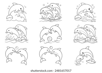Conjunto de Vector de arte delfín