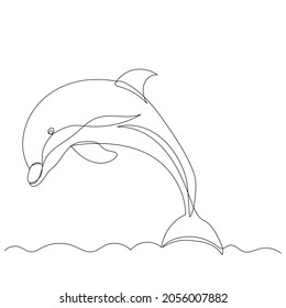 dolphin line drawing, isolated, vector