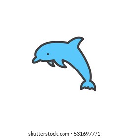 Dolphin line icon, filled outline vector sign, linear colorful pictogram isolated on white. Symbol, logo illustration