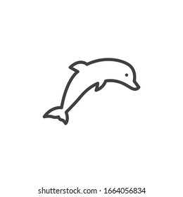 Icono de línea delfín. signo de estilo lineal para concepto móvil y diseño web. Icono de vector de contorno de salto delfín. Símbolo, ilustración del logotipo. Gráficos vectoriales