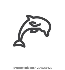 Dolphin line icon. linear style sign for mobile concept and web design. dolphin jump outline vector icon. Symbol, logo illustration. Vector graphics