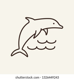 Dolphin line icon. Ocean, jumping, wave. Underwater concept. Can be used for topics like ocean, fish, animal