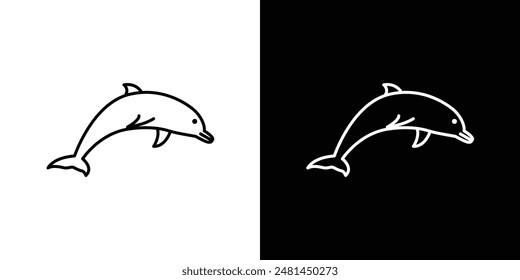 Dolphin line icon vector illustration set.