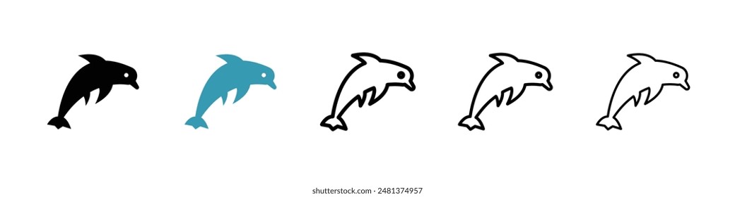 Dolphin line icon vector set.