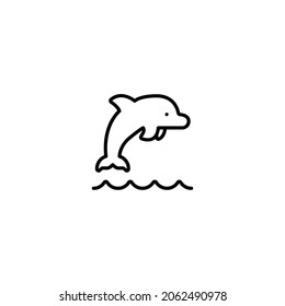 Dolphin Line Icon, Vector Template