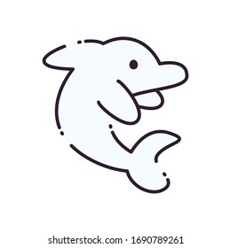 Dolphin line style icon design Sea life ecosystem fauna ocean underwater water nature marine tropical theme Vector illustration