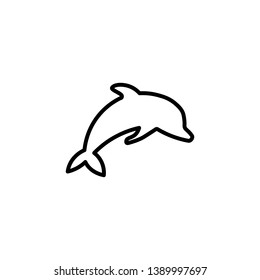 dolphin line thin icon on white background, vetor eps10