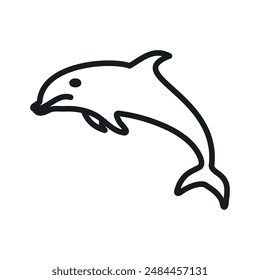 Dolphin linear logo mark in black and white