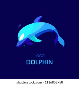 Dolphin Logo. Abstract emblems and logo design templates in bright gradient colors