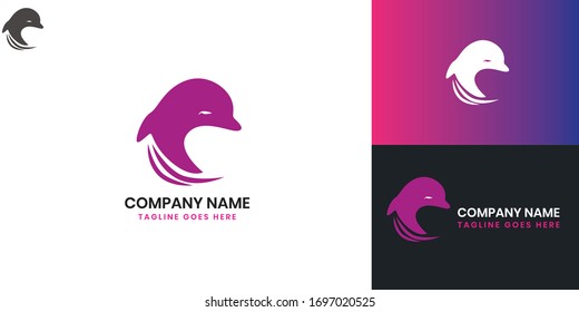 Dolphin Logo - All elements on this template are editable with vector software