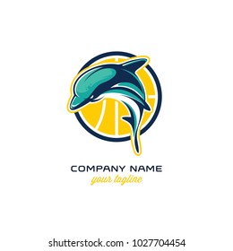 dolphin logo with basketball