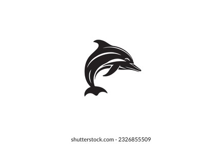 Dolphin logo black simple line art on white background
