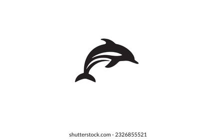 Dolphin logo black simple line art on white background