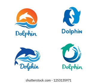 Dolphin Logo, Logo collection set, Concept design, Symbol, Icon