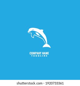 Dolphin logo company flat minimalis vector