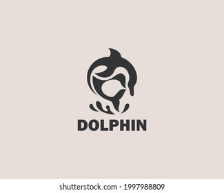dolphin logo creative color art design animal logo business