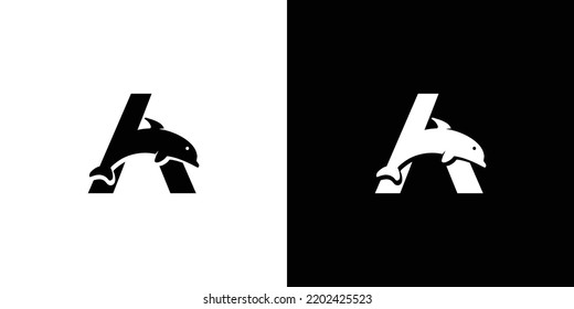 Dolphin logo design combination of the letter A modern and unique