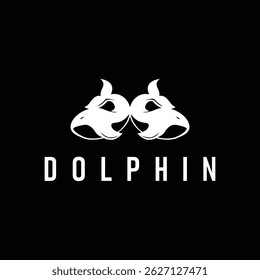 Dolphin logo design concept of deep sea animal with simple black silhouette as a symbol of deep sea animal icon template