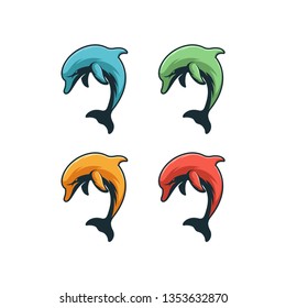 dolphin logo design concept illustration.