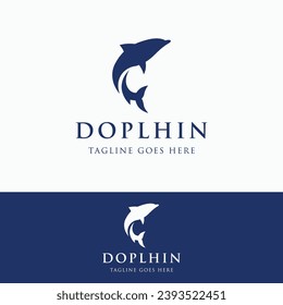 Dolphin Logo Design. Dolphins jump on the waves of the sea or beach with a creative idea.
