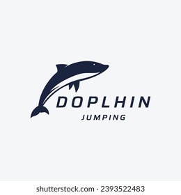 Dolphin Logo Design. Dolphins jump on the waves of the sea or beach with a creative idea.