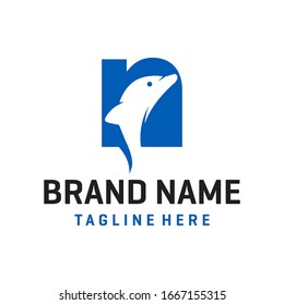 dolphin logo design with the letter N
