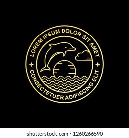 dolphin logo design line art style, illustration in the ocean