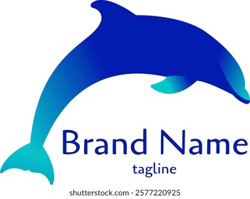 Dolphin Logo Design Template with Tagline - Flat Illustration